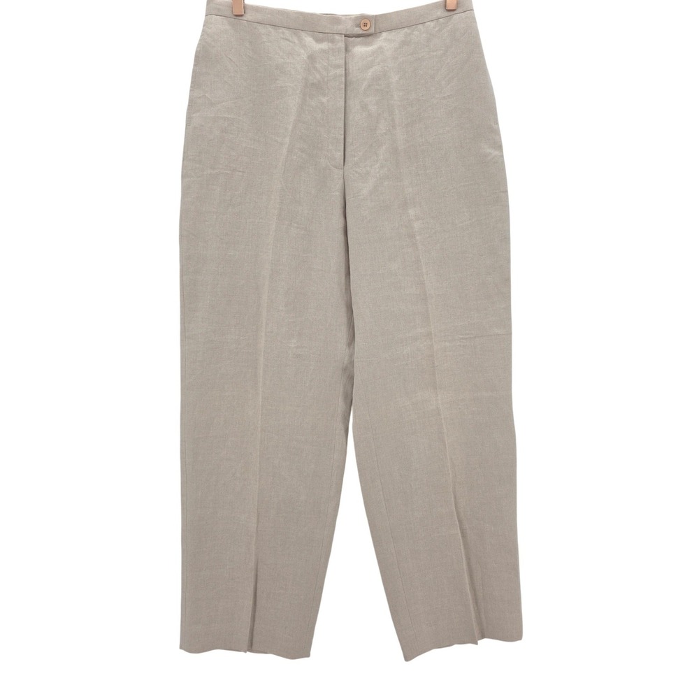 Eddie Bauer Women 16 Vintage 100% Linen High Rise Straight Leg Pants in Flax NWT
